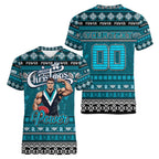 Personalized Power Rugby Xmas Women V-Neck T-Shirt Australia AFL Mascot