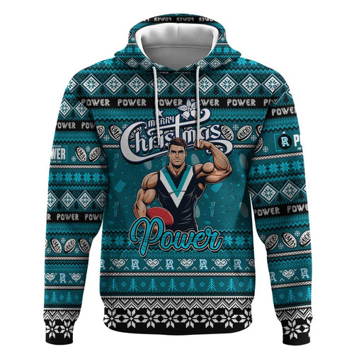 Personalized Power Rugby Xmas Zip Hoodie Australia AFL Mascot