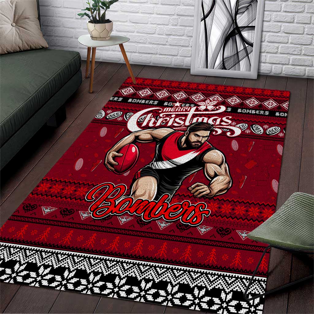 Bombers Football Xmas Area Rug Australia AFL Mascot