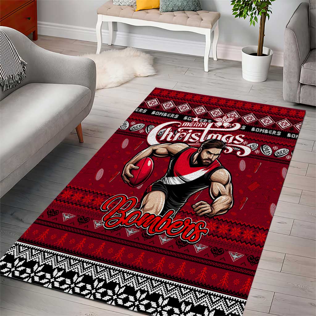 Bombers Football Xmas Area Rug Australia AFL Mascot
