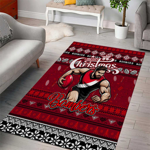 Bombers Football Xmas Area Rug Australia AFL Mascot