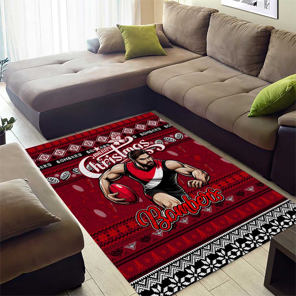 Bombers Football Xmas Area Rug Australia AFL Mascot