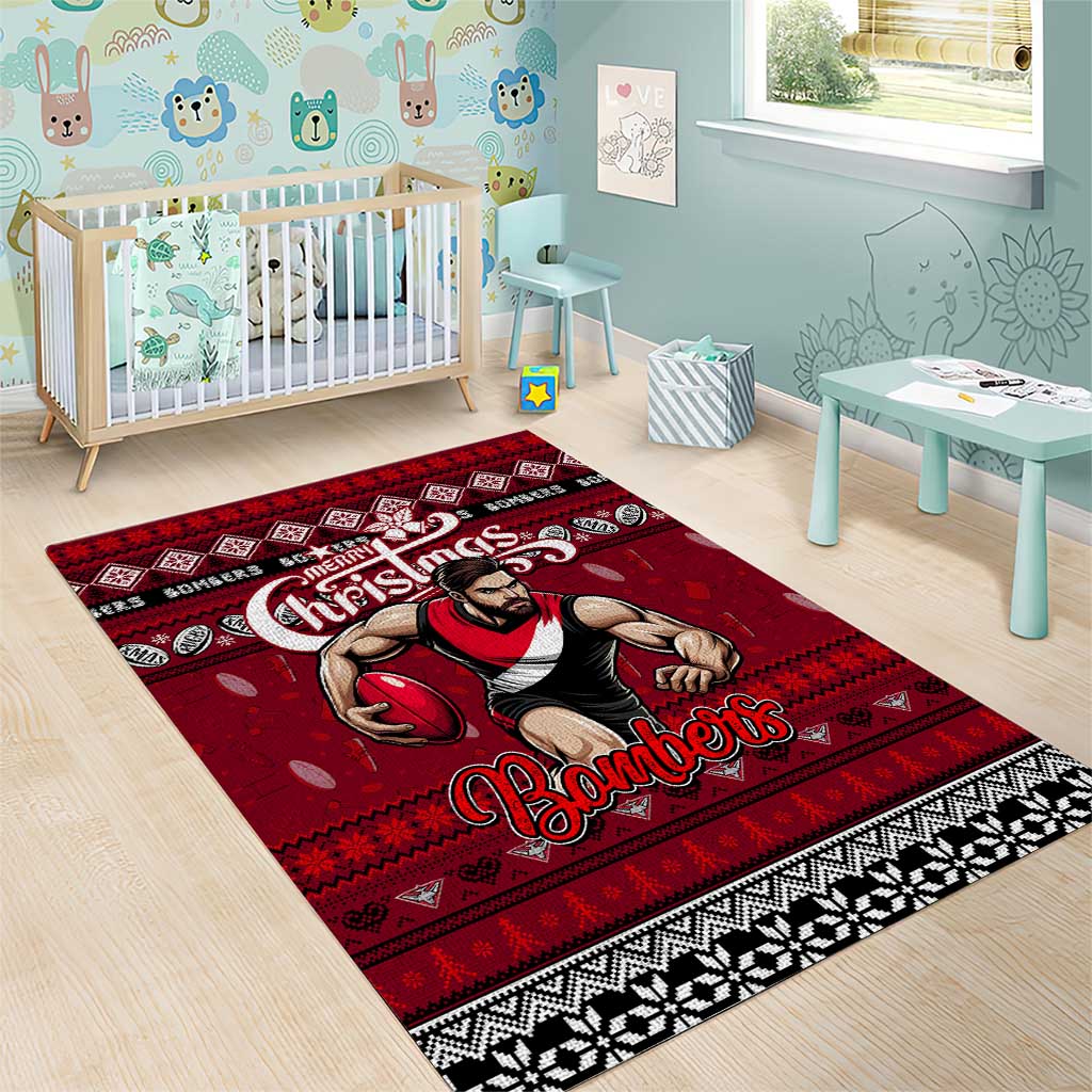 Bombers Football Xmas Area Rug Australia AFL Mascot
