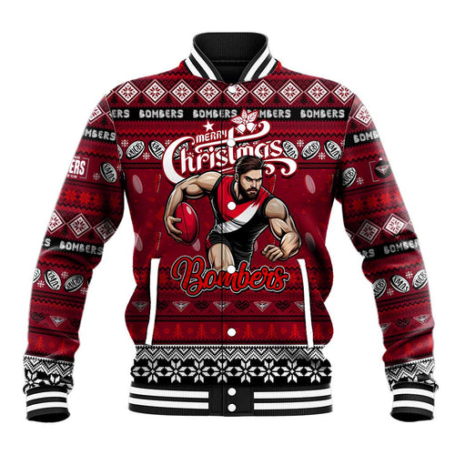 Personalized Bombers Rugby Xmas Baseball Jacket Australia AFL Mascot