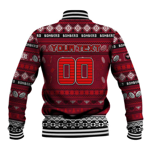 Personalized Bombers Rugby Xmas Baseball Jacket Australia AFL Mascot