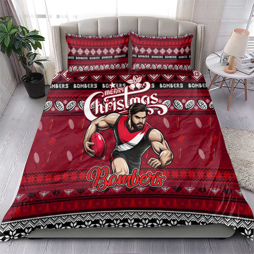Bombers Football Xmas Bedding Set Australia AFL Mascot