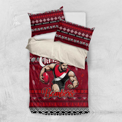 Bombers Football Xmas Bedding Set Australia AFL Mascot