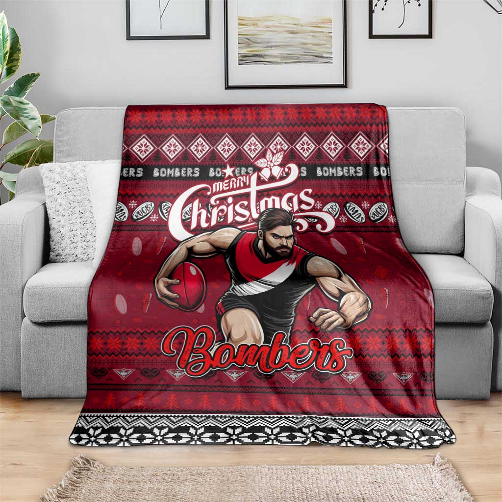 Bombers Football Xmas Blanket Australia AFL Mascot