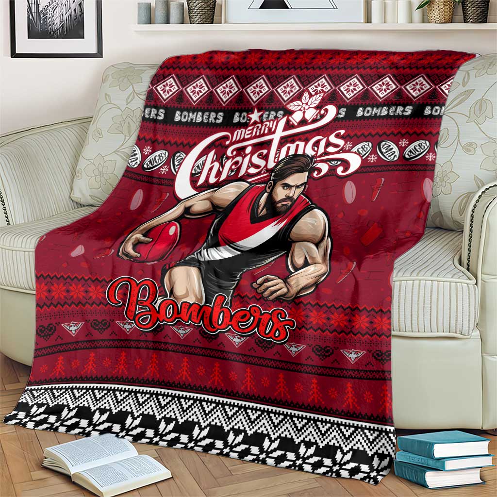 Bombers Football Xmas Blanket Australia AFL Mascot