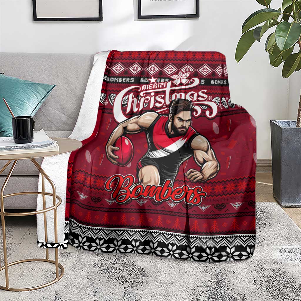 Bombers Football Xmas Blanket Australia AFL Mascot