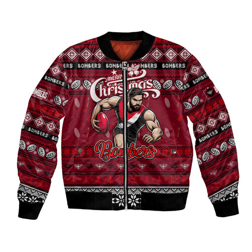 Personalized Bombers Rugby Xmas Bomber Jacket Australia AFL Mascot