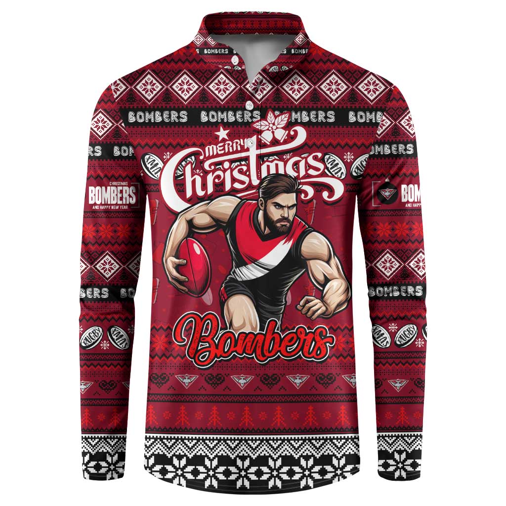 Personalized Bombers Rugby Xmas Button Sweatshirt Australia AFL Mascot