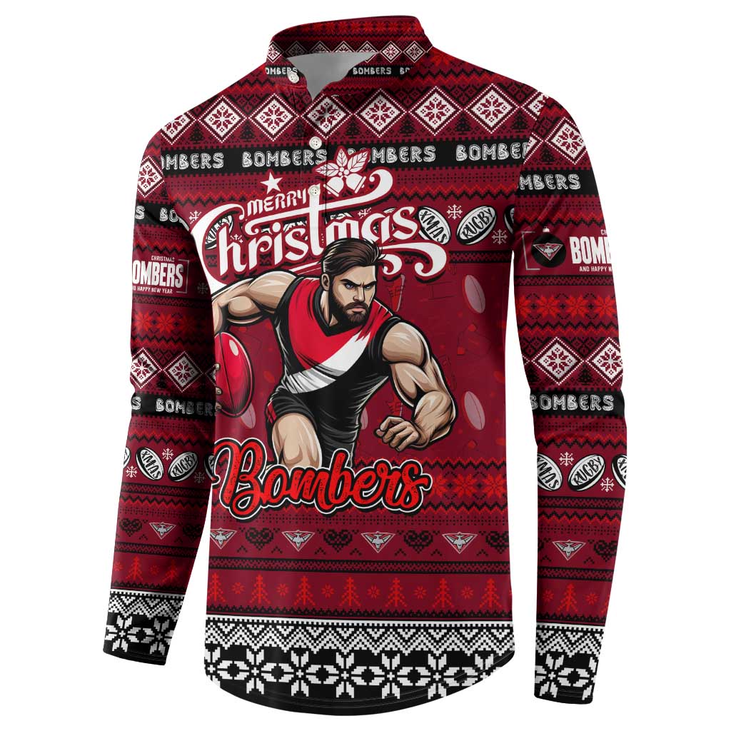 Personalized Bombers Rugby Xmas Button Sweatshirt Australia AFL Mascot