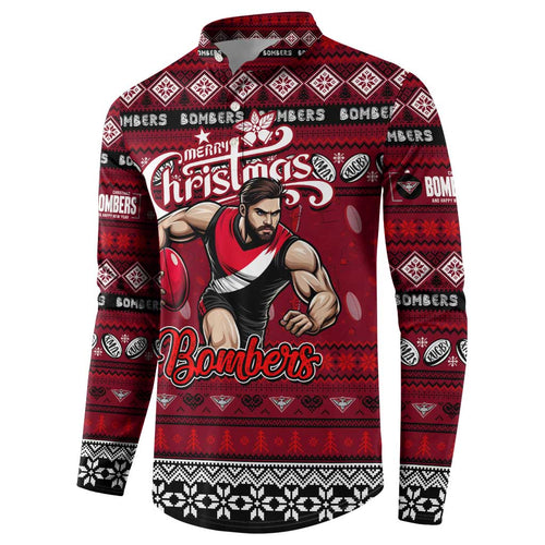 Personalized Bombers Rugby Xmas Button Sweatshirt Australia AFL Mascot