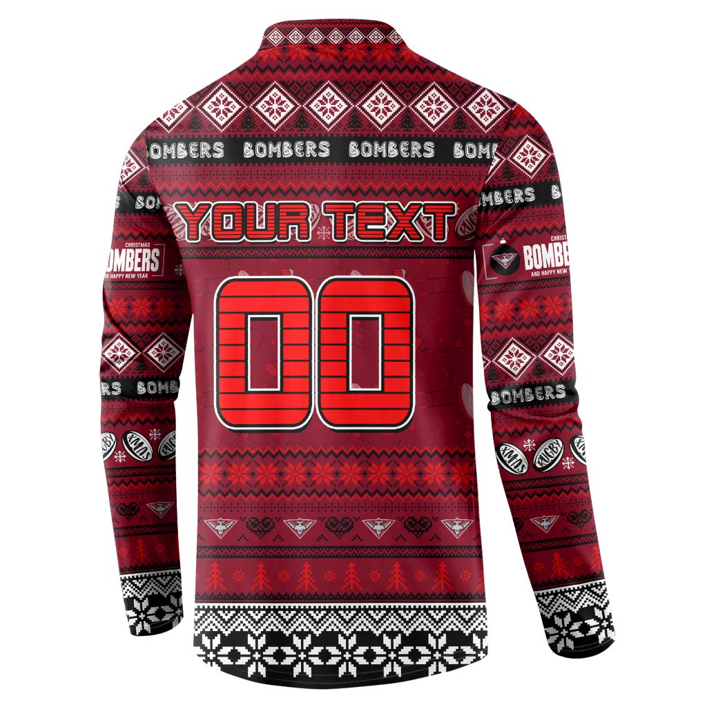 Personalized Bombers Rugby Xmas Button Sweatshirt Australia AFL Mascot