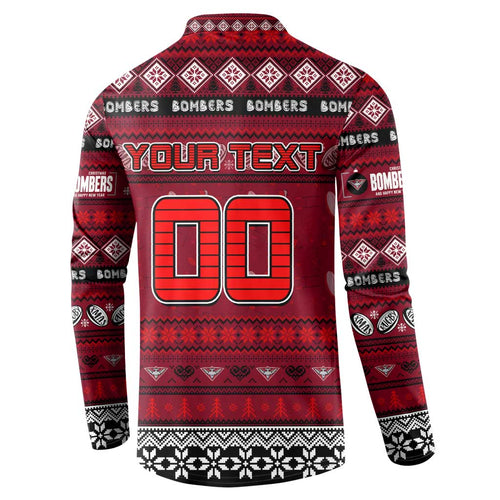 Personalized Bombers Rugby Xmas Button Sweatshirt Australia AFL Mascot