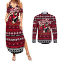 Personalized Bombers Rugby Xmas Couples Matching Summer Maxi Dress and Long Sleeve Button Shirt Australia AFL Mascot