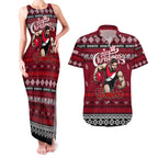 Personalized Bombers Rugby Xmas Couples Matching Tank Maxi Dress and Hawaiian Shirt Australia AFL Mascot