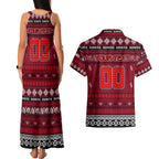 Personalized Bombers Rugby Xmas Couples Matching Tank Maxi Dress and Hawaiian Shirt Australia AFL Mascot