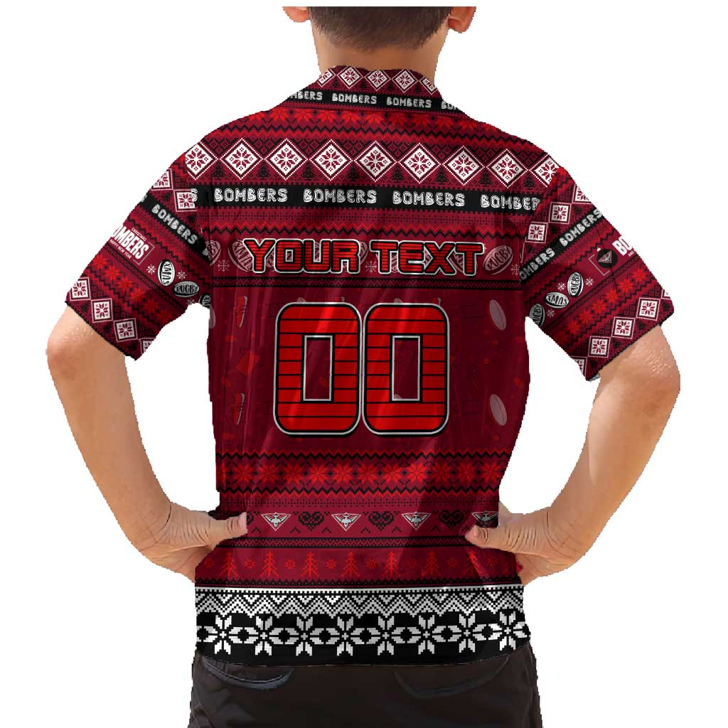 Personalized Bombers Rugby Xmas Family Matching Mermaid Dress and Hawaiian Shirt Australia AFL Mascot