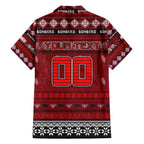 Personalized Bombers Rugby Xmas Family Matching Off The Shoulder Long Sleeve Dress and Hawaiian Shirt Australia AFL Mascot