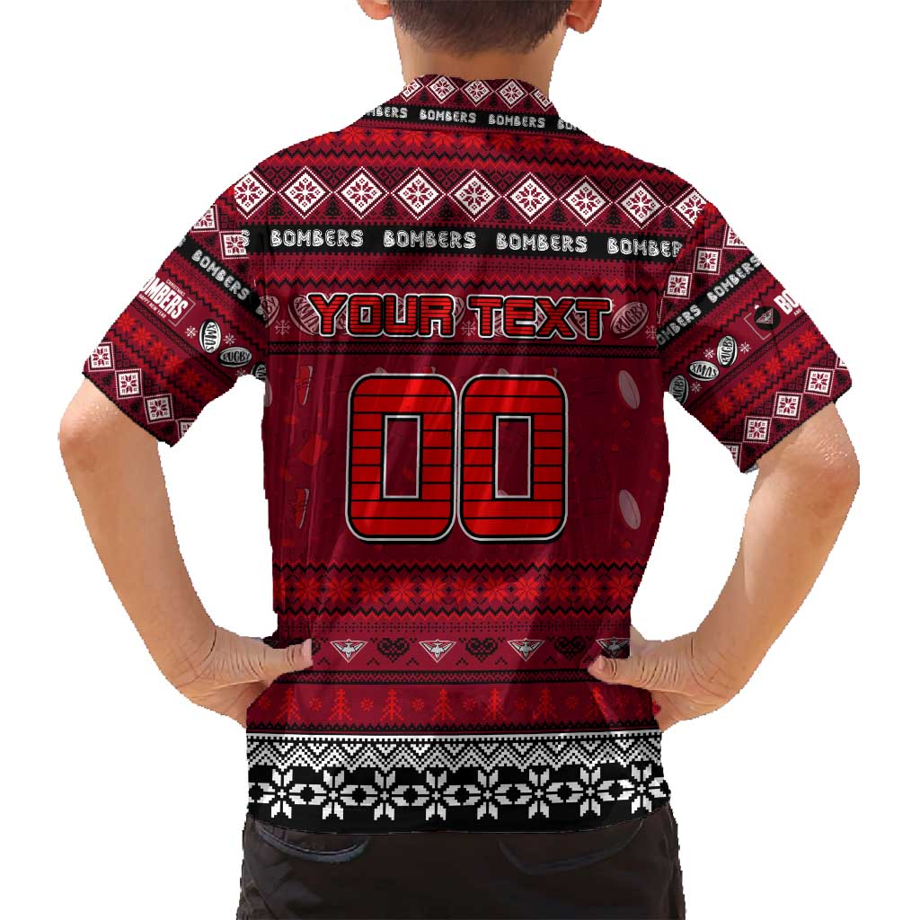 Personalized Bombers Rugby Xmas Family Matching Puletasi and Hawaiian Shirt Australia AFL Mascot