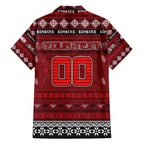 Personalized Bombers Rugby Xmas Family Matching Short Sleeve Bodycon Dress and Hawaiian Shirt Australia AFL Mascot