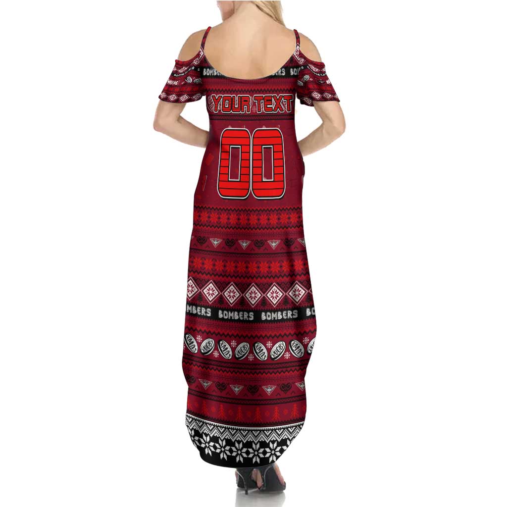 Personalized Bombers Rugby Xmas Family Matching Summer Maxi Dress and Hawaiian Shirt Australia AFL Mascot