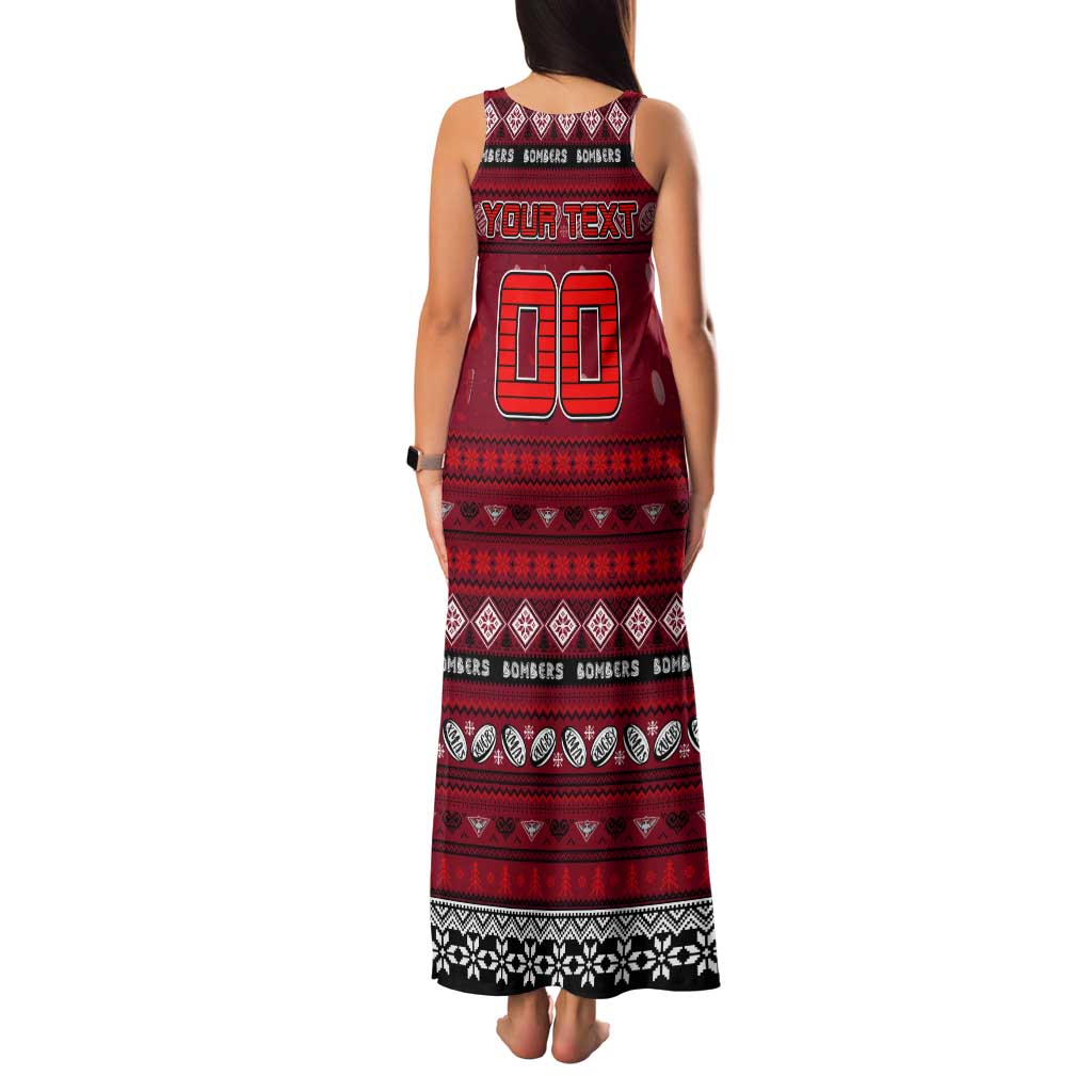 Personalized Bombers Rugby Xmas Family Matching Tank Maxi Dress and Hawaiian Shirt Australia AFL Mascot