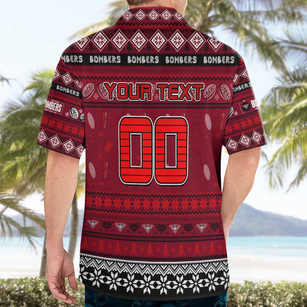 Personalized Bombers Rugby Xmas Hawaiian Shirt Australia AFL Mascot