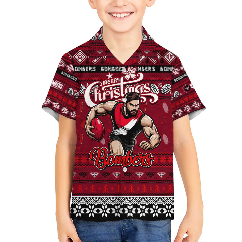 Personalized Bombers Rugby Xmas Hawaiian Shirt Australia AFL Mascot
