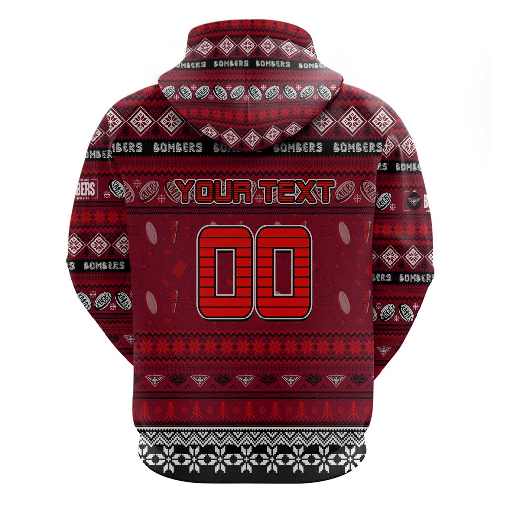 Personalized Bombers Rugby Xmas Hoodie Australia AFL Mascot