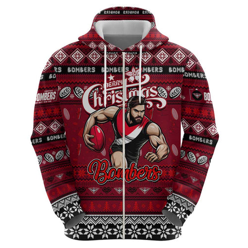 Personalized Bombers Rugby Xmas Hoodie Australia AFL Mascot