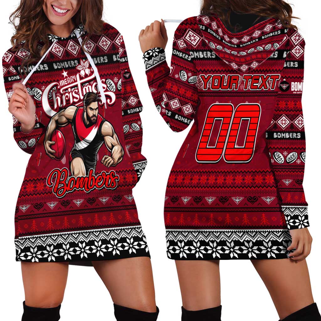 Personalized Bombers Rugby Xmas Hoodie Dress Australia AFL Mascot