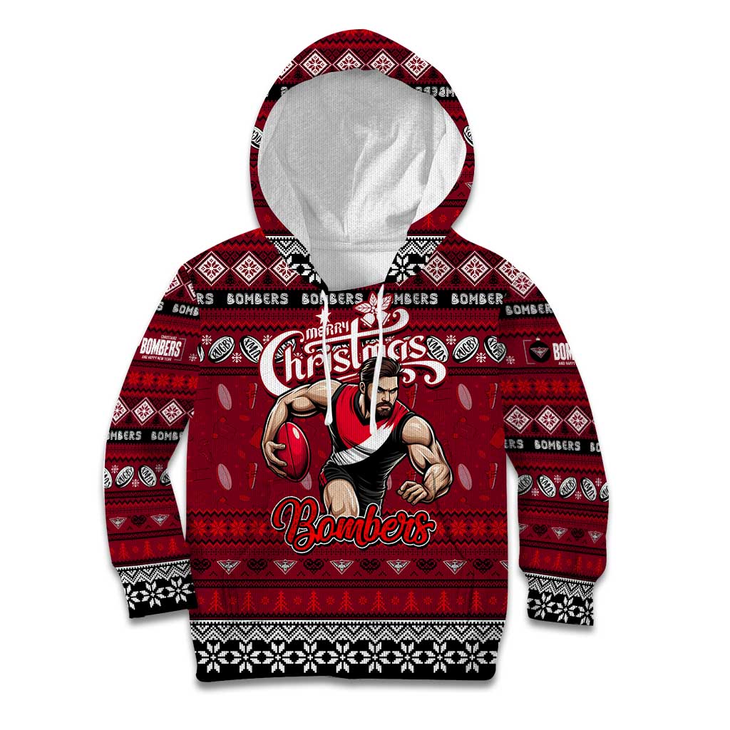 Personalized Bombers Rugby Xmas Kid Hoodie Australia AFL Mascot