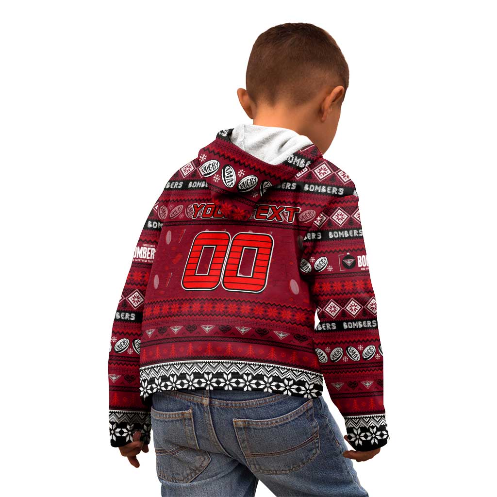 Personalized Bombers Rugby Xmas Kid Hoodie Australia AFL Mascot