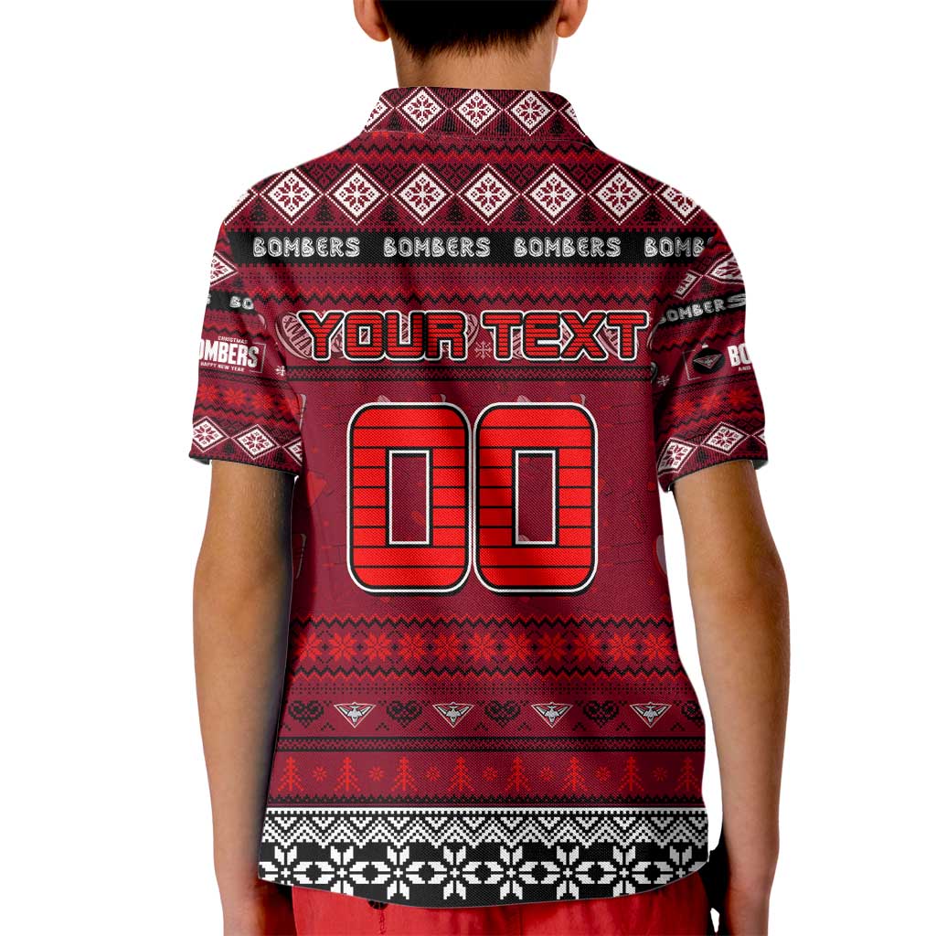 Personalized Bombers Rugby Xmas Kid Polo Shirt Australia AFL Mascot