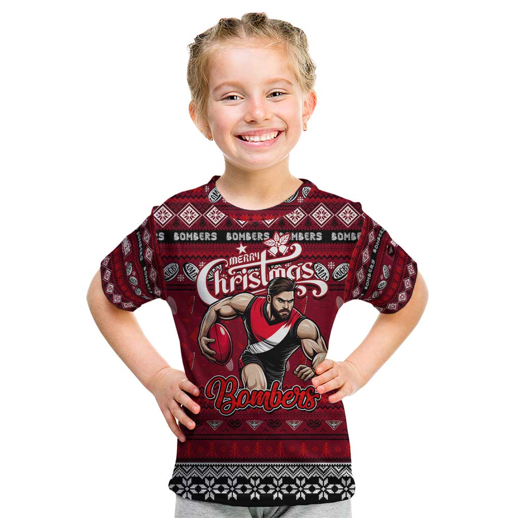 Personalized Bombers Rugby Xmas Kid T Shirt Australia AFL Mascot