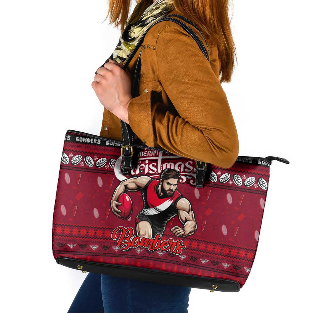 Bombers Football Xmas Leather Tote Bag Australia AFL Mascot
