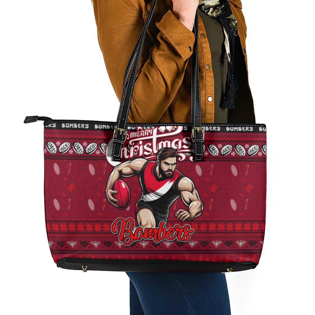 Bombers Football Xmas Leather Tote Bag Australia AFL Mascot