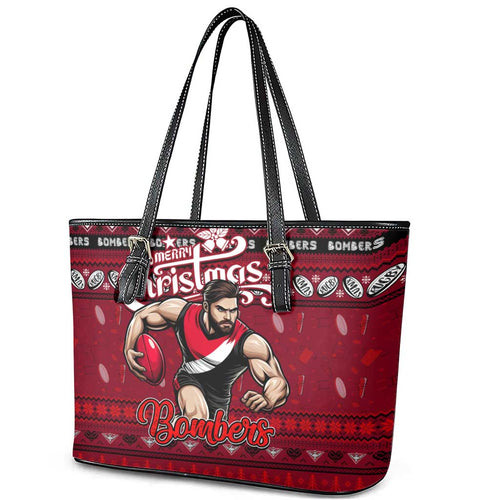 Bombers Football Xmas Leather Tote Bag Australia AFL Mascot