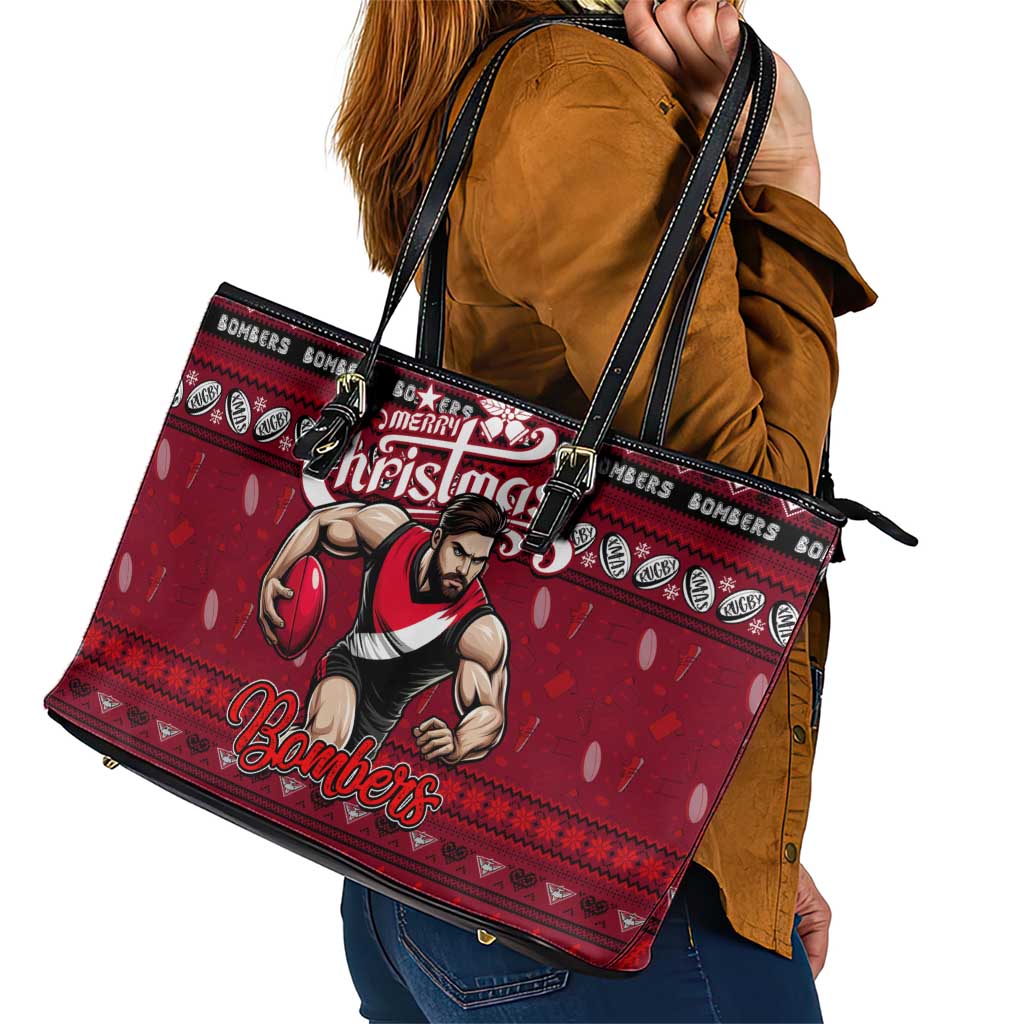 Bombers Football Xmas Leather Tote Bag Australia AFL Mascot