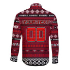 Personalized Bombers Rugby Xmas Long Sleeve Button Shirt Australia AFL Mascot