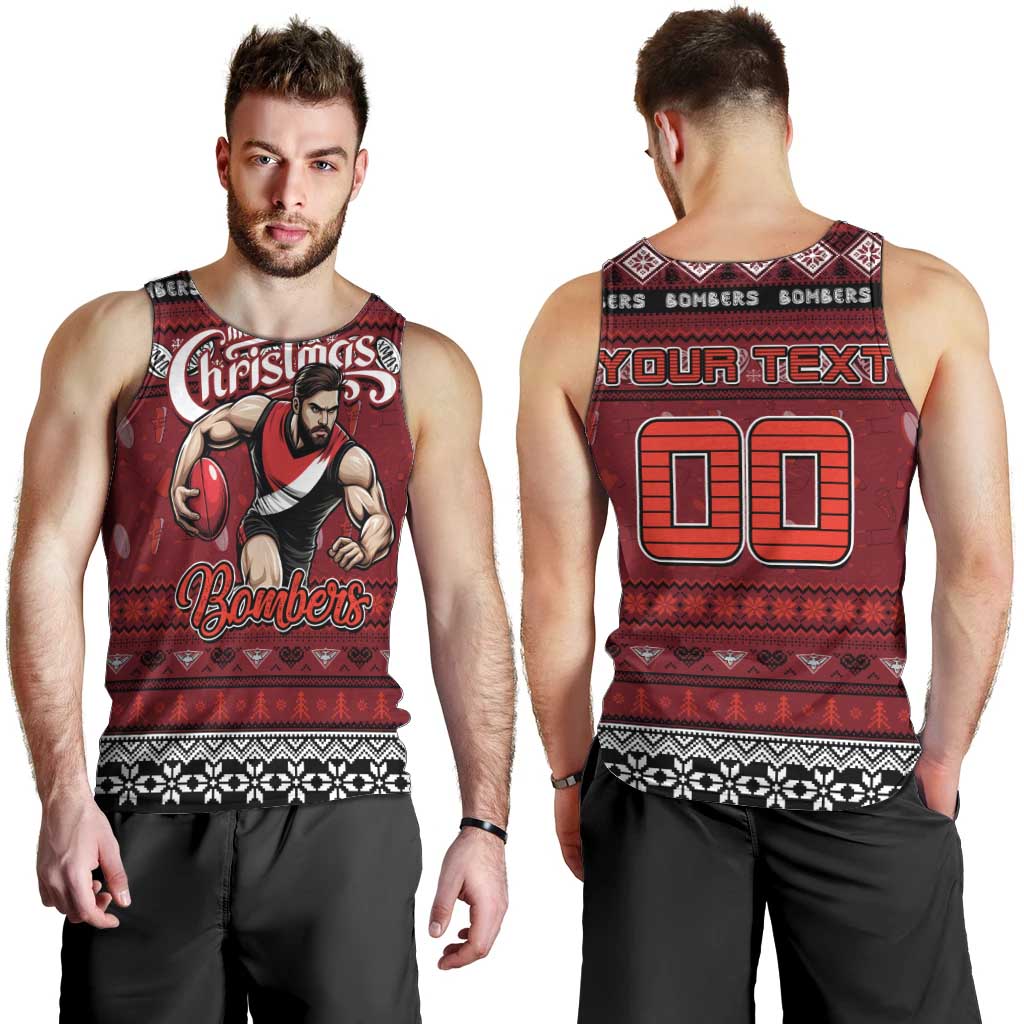 Personalized Bombers Rugby Xmas Men Tank Top Australia AFL Mascot