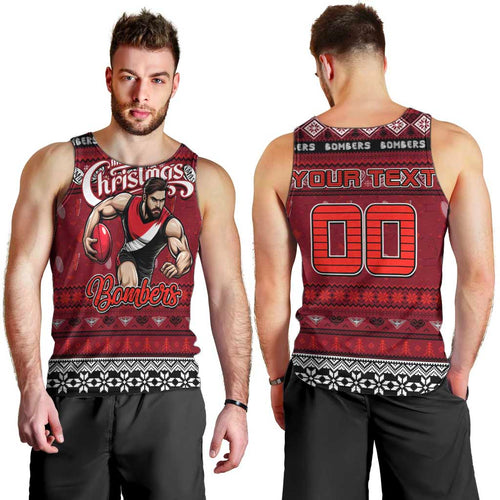 Personalized Bombers Rugby Xmas Men Tank Top Australia AFL Mascot