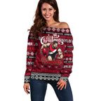 Personalized Bombers Rugby Xmas Off Shoulder Sweater Australia AFL Mascot