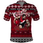 Personalized Bombers Rugby Xmas Polo Shirt Australia AFL Mascot