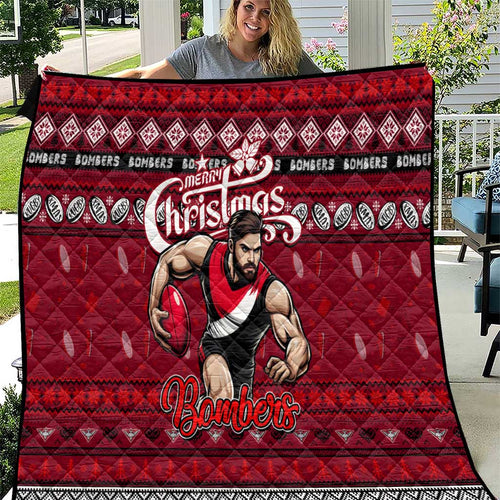 Bombers Football Xmas Quilt Australia AFL Mascot