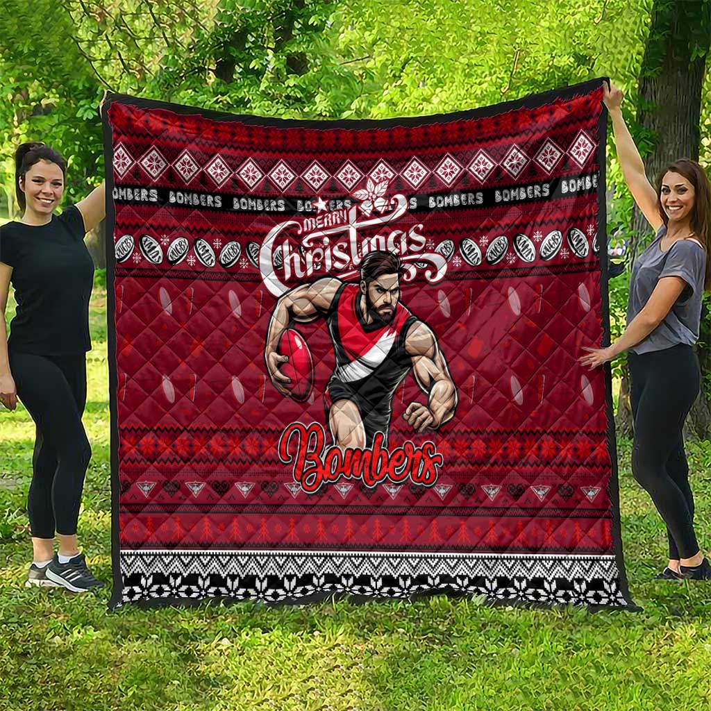 Bombers Football Xmas Quilt Australia AFL Mascot