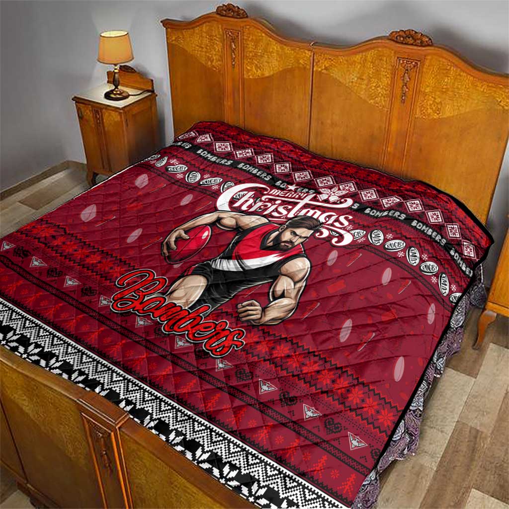 Bombers Football Xmas Quilt Australia AFL Mascot